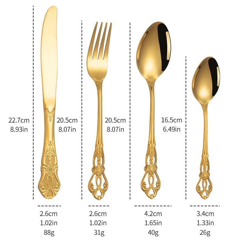Royal Tableware Set Embossed Retro Stainless Steel Knife, Fork, Spoon Hotel Western Food Knife, Fork CST