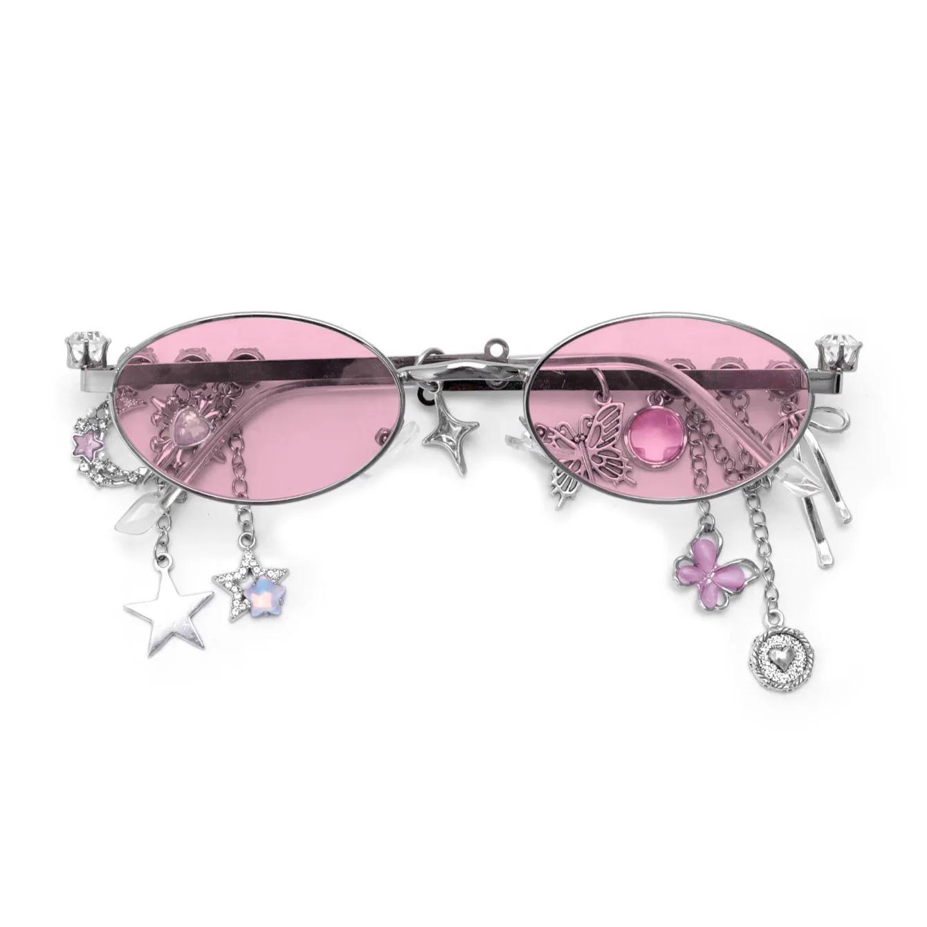 

Новые милые крутые очки эллиптической формы с маленькой оправой, украшенные бриллиантами в виде звезд, в японском стиле острой девушки, очки с защитой от синего света