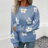 Autumn 2024 Women's Floral Knit Pullover Sweater - European & American Style, Long Sleeve, Round Neck, Casual Fit