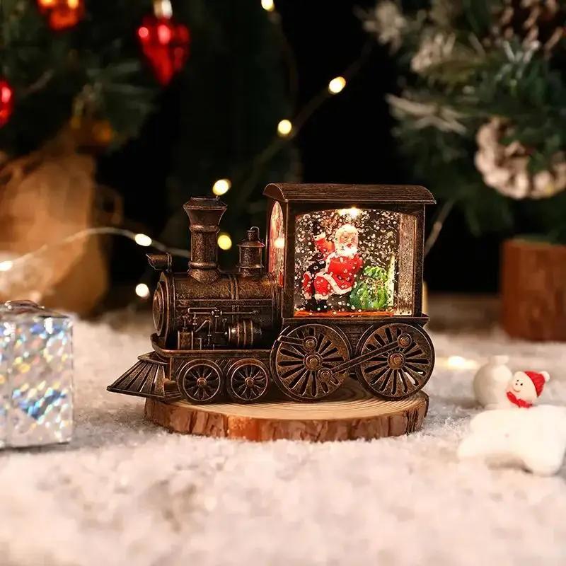 Christmas Eve Music Box Gift Charming Water-filled Christmas Train Ornaments with Led Lights Christmas Decorations CrystalBall