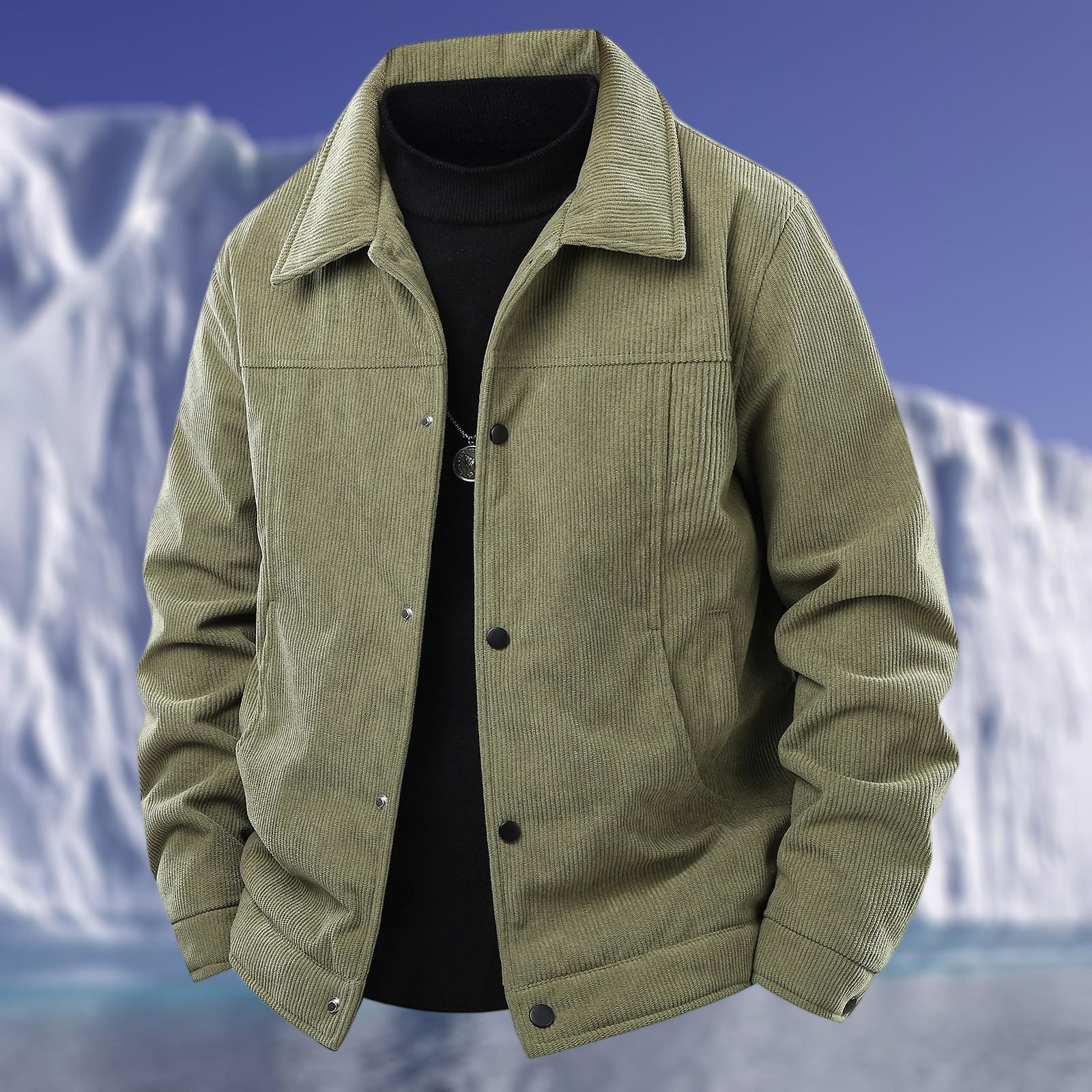 

Мужская повседневная вельветовая куртка с несколькими карманами, на флисовой подкладке, на молнии и с лацканами, теплая верхняя одежда L армия зеленый