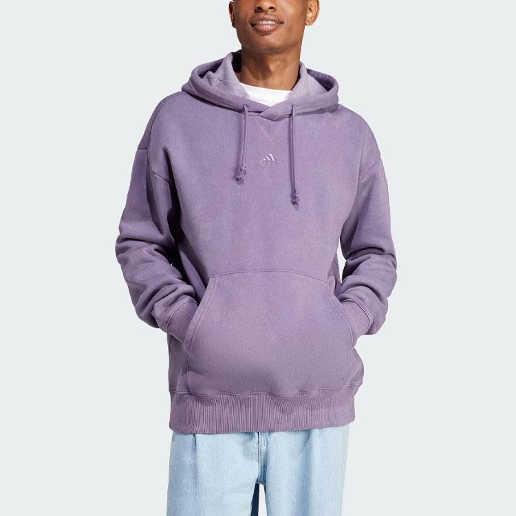 Adidas All Season Garment-Wash Hoodie Men Hoodies Dark-Gray Violet IJ6930