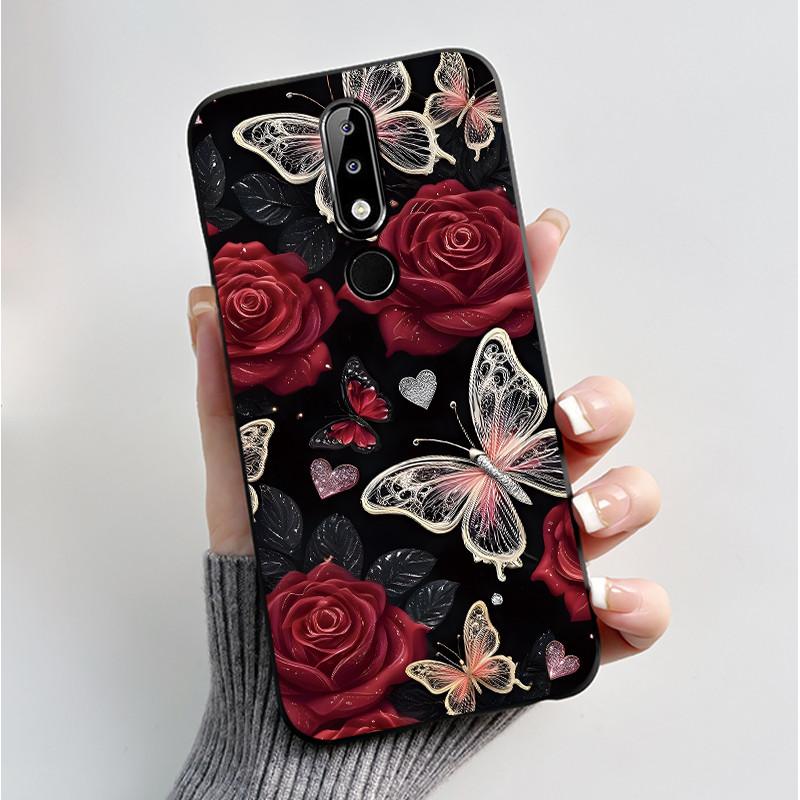 Silicone Case For Nokia X5 X6 5.1 Plus 6.1 Plus Phone Case Luxury Fashion Butterfly Flowers Soft Slim Black Jelly Cover Casing