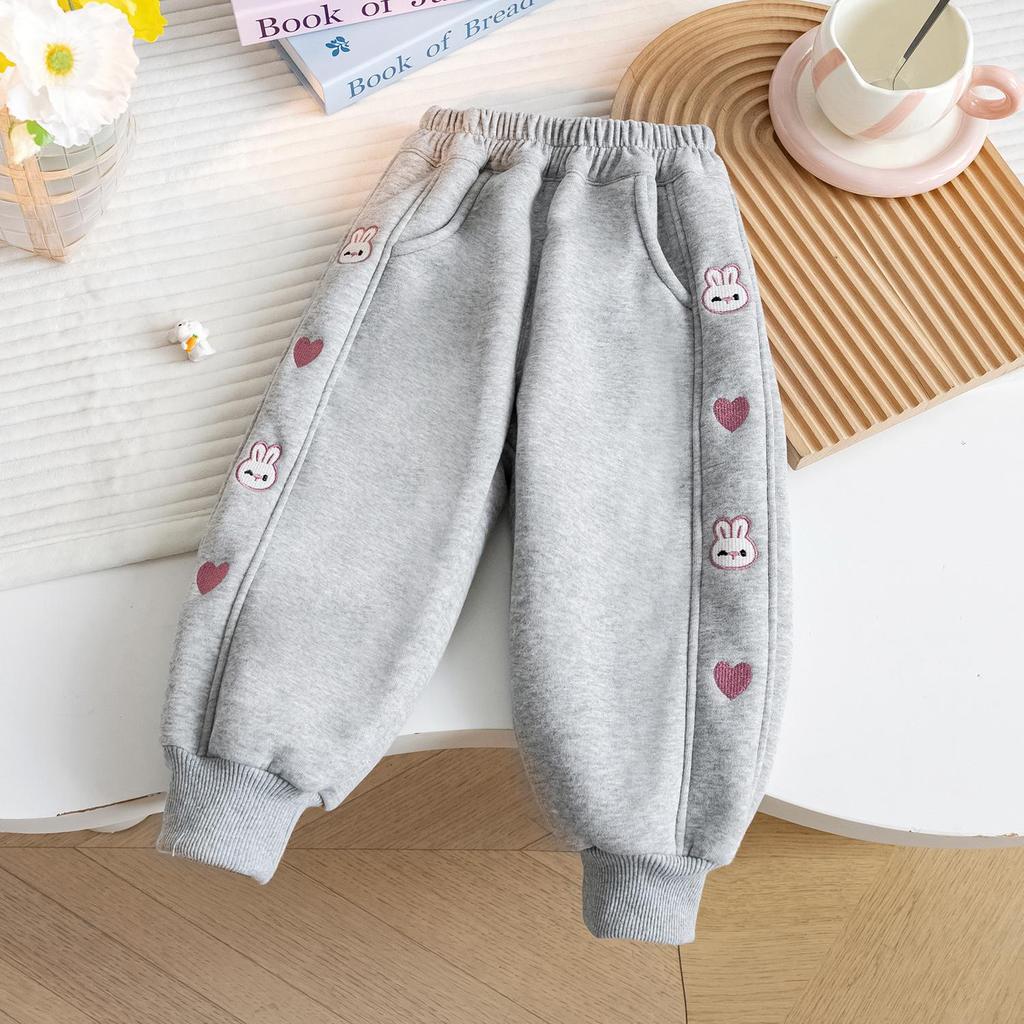 Mädchen Niedliche Cartoon Kaninchen Stickerei Sweatpants Kinder Lässige Sporthose Lange Hosen Kinderkleidung