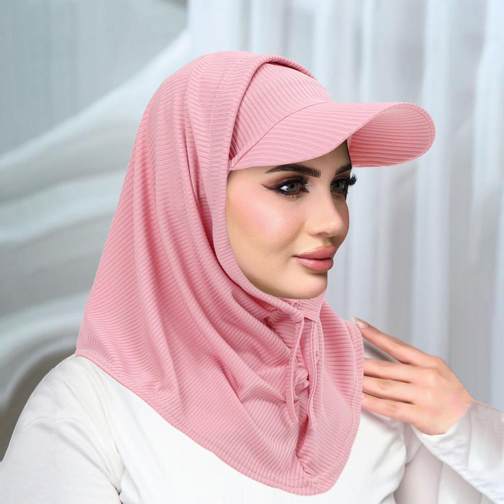Islamic Hijab Baseball Cap for Woman Abayas Jersey Scarf Neck Cover Muslim Women Turban Instant Head Wrap Solid Color Hat