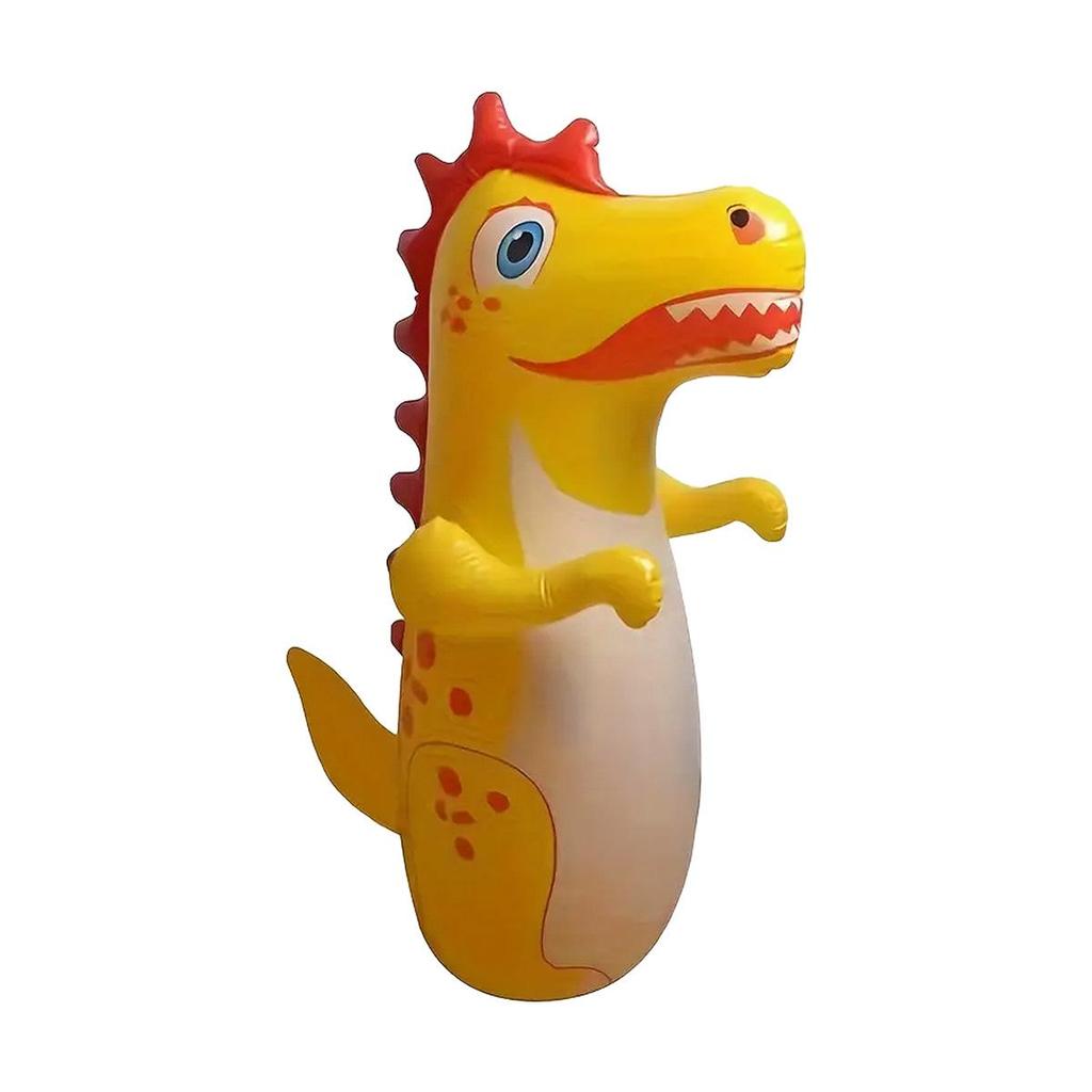 Yellow Inflatable PVC Dinosaur Toy - Kids' Large Cartoon Bop Bag for Fitness and Boxing