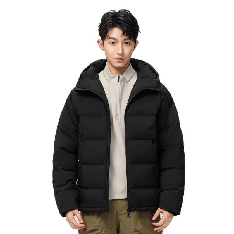 Mens Lightweight Down Jacket Winter Warm Windproof Solid Color Stand Collar Casual Coat