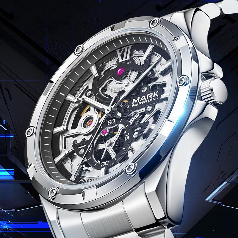 Mark Fairwhale Waterproof Luminous Double-Sided Skeleton Automatic Mechanical Watch