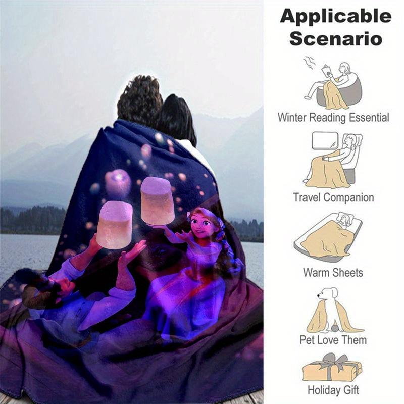 1 pezzo, Rapunzel e Flynn in Intrecciati Lanterne Galleggianti Coperta Arredo Casa, Copridivano, Esterno, Regalo per Amici, Flanella, Camera da Letto, Soggiorno, Viaggio