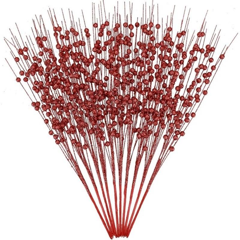 1Pc Glitter Artificial Berries Stems Christmas Decoration Xmas for Home Decor New Year Christmas Tree Wreath Ornaments Accessory