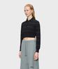 Leinseu Women'S Striped Knit Long Sleeve Polo - Black