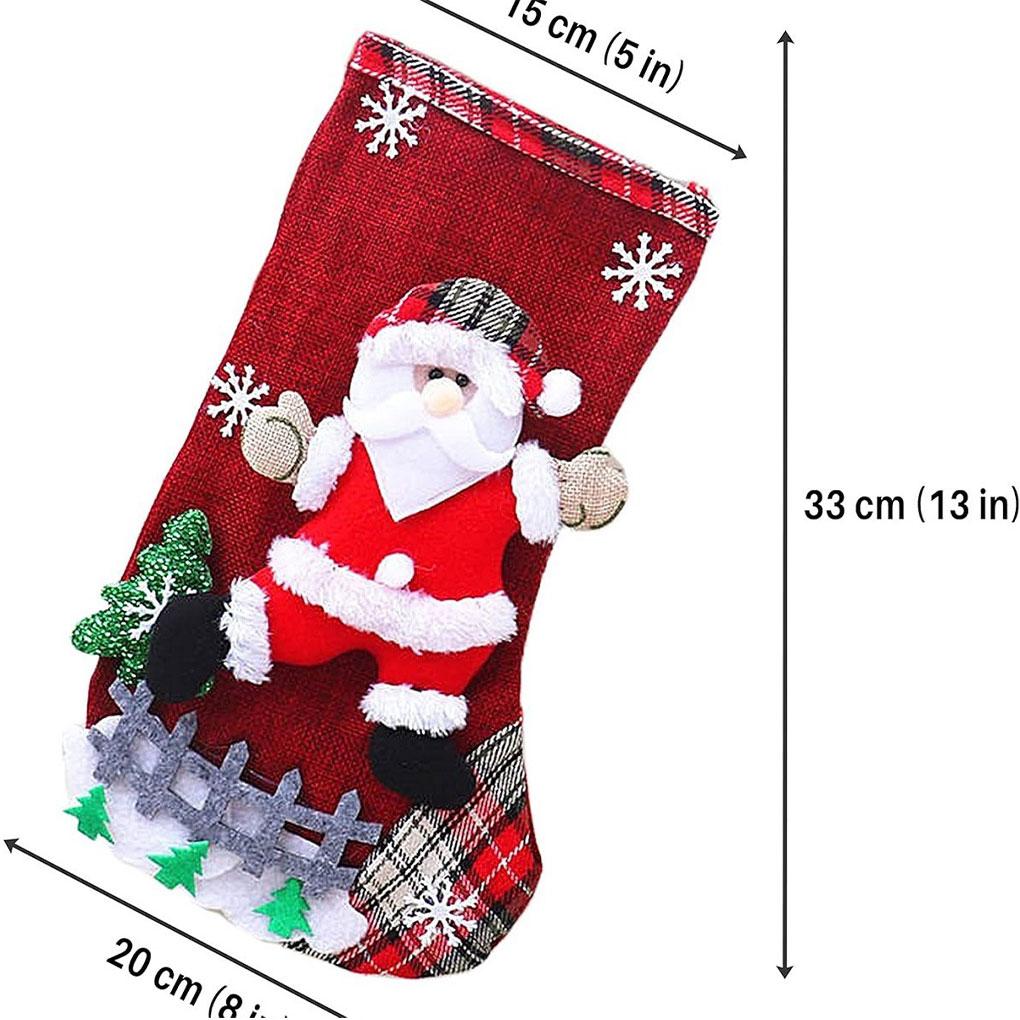 4PCS/SET Christmas Stockings Socks Christmas Tree Hanging Pendant Ornaments Candy Gift Socks Gift Bag For Kids Santa Claus Decor