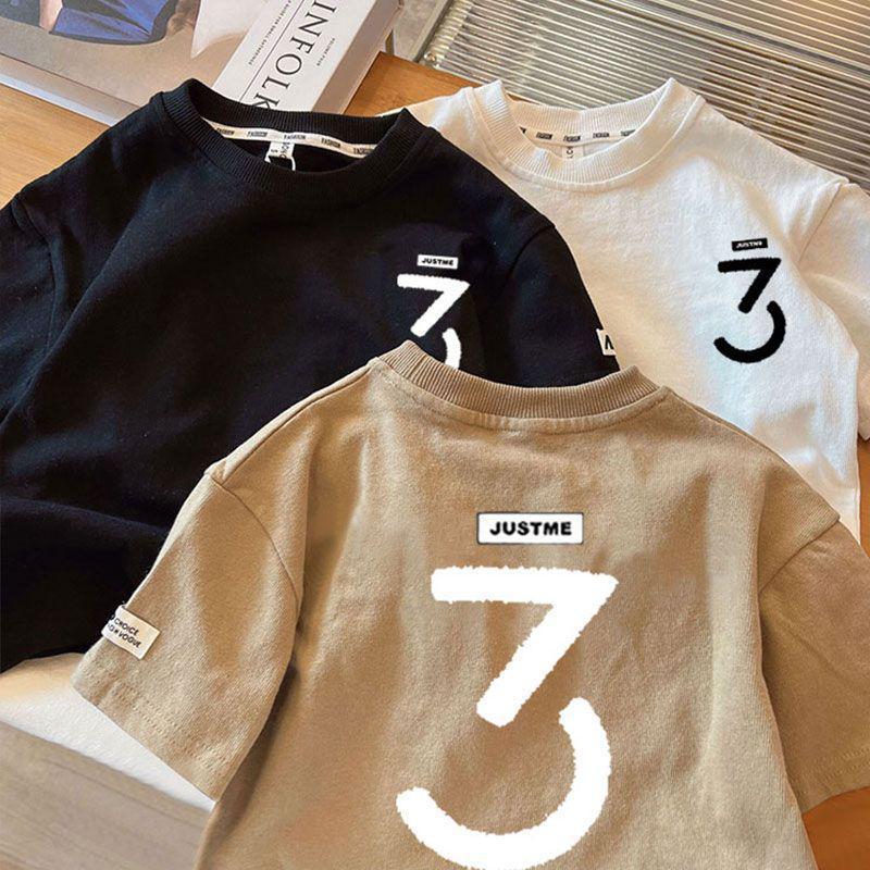 Boys' Trendy Cool 2025 Summer Korean-Style Short Sleeve Cotton T-Shirt for Kids