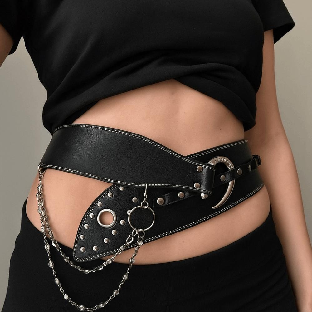 Heavy-Duty Rivet Leather Belt Y2k Dress Jeans Belt Niche Design Women's Waist Belt  Jeans Accessory