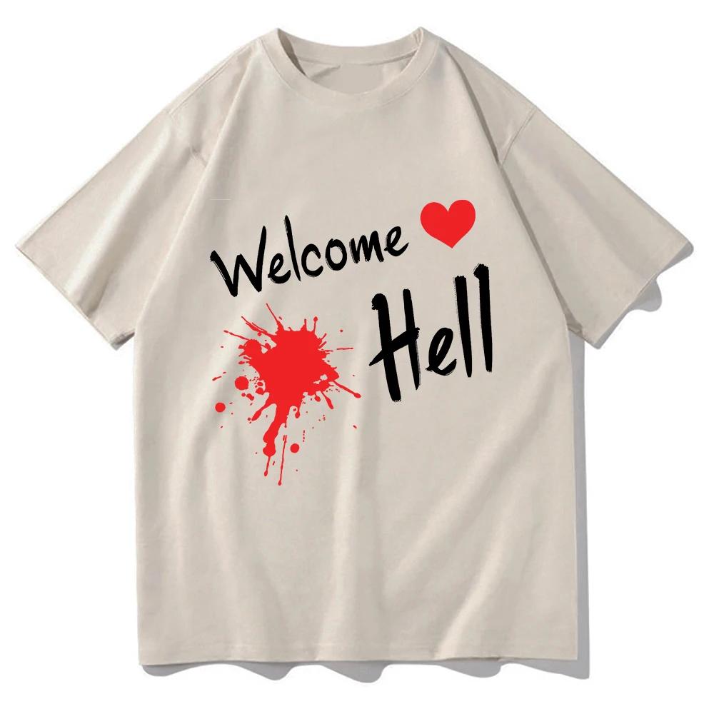 Anime TouHou Project Welcome Hell Tshirt 2025 women Clothing Harajuku Clothes Summer Tops Unisex Graphic T Shirts