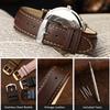 WOCCI 20mm Watch Strap, Vintage Genuine Leather Watch Band (Dark Brown with Contrast Stitching), Includes Adjustment Tool and Spring Bars