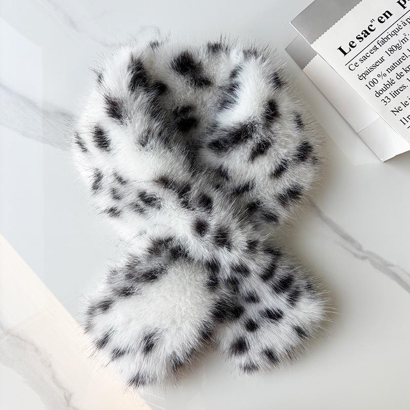 Šála s leopardím vzorem z umělé rysi srsti: Plyšový, Všestranný, Prémiový zimní nákrčník