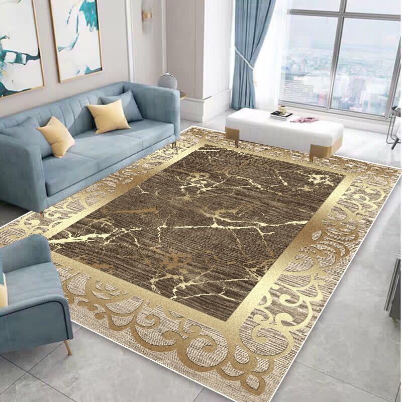 Golden Luxury Style Carpets for Living Room Decoration Home Sofa Area Rugs for Bedroom Cloakroom Anti-slip Floor Mats Washable