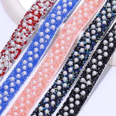 1Yard Rhinestone Border Diamond Ribbon DIY Multi-color Crystal Resin Rhinestone Trim Sparkle 2cm Self Adhesive Rhinestone Chain