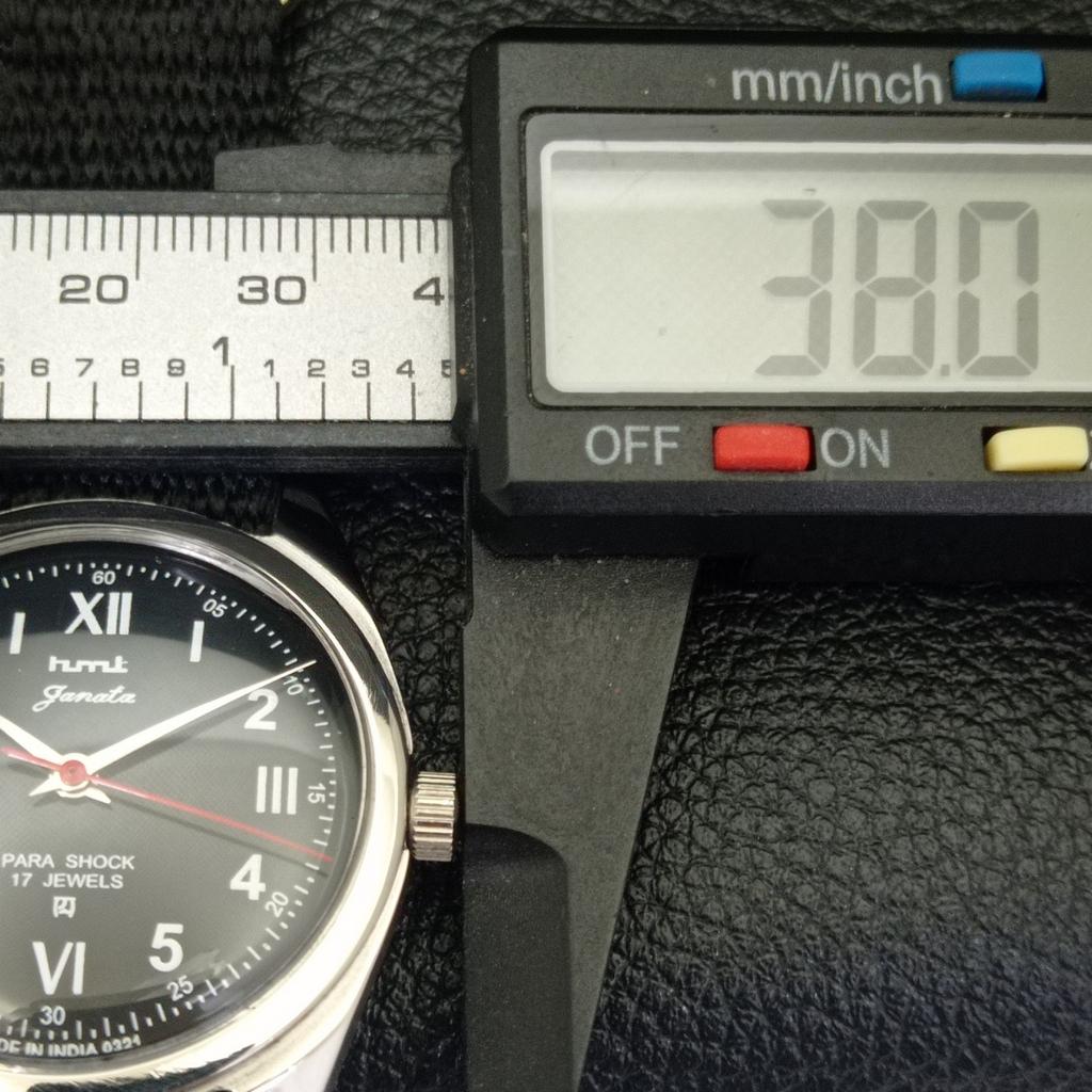 HANDAUFZUG VINTAGE HMT JANATA INDISCHE HERRENUHR SCHWARZES ZIFFERBLATT a700065-5