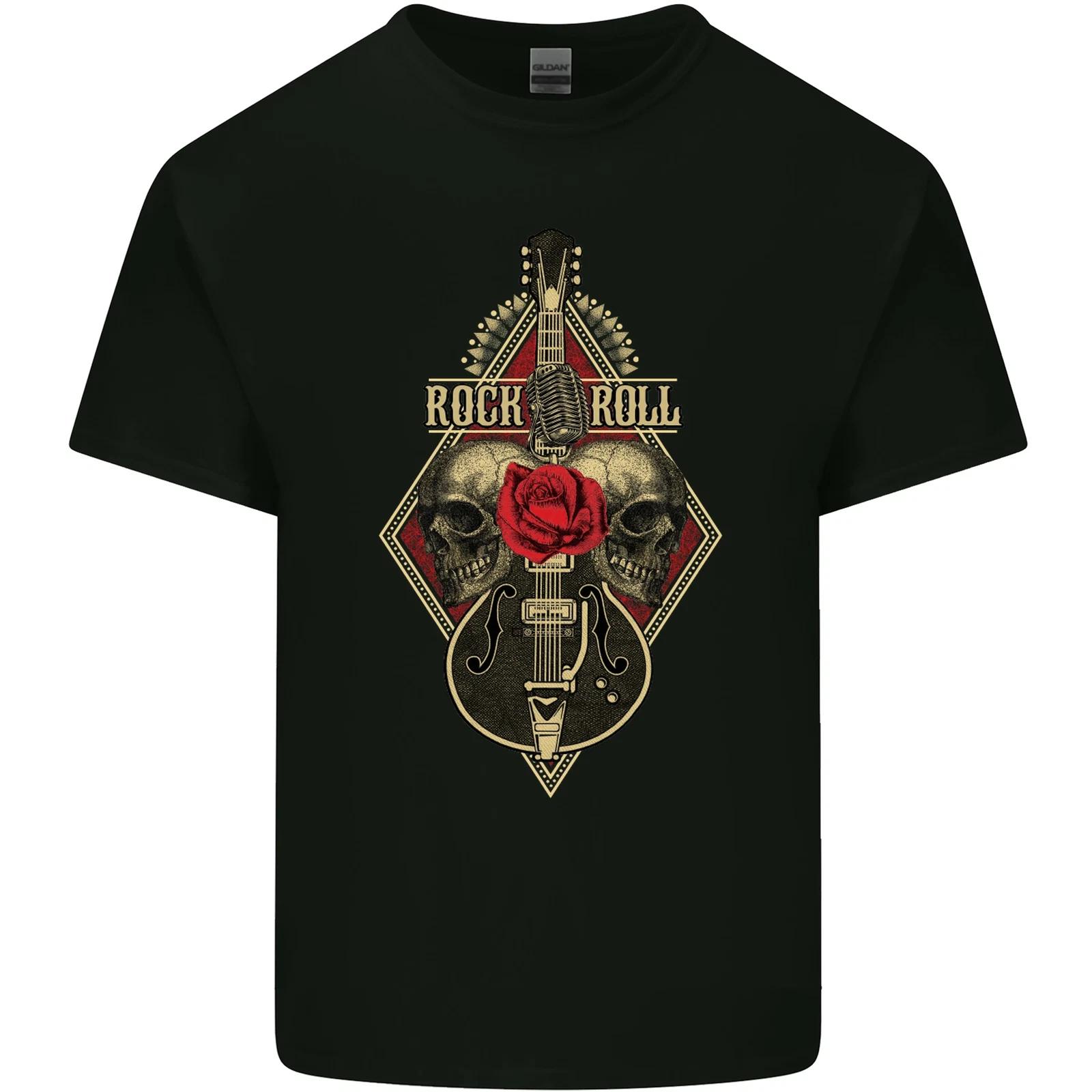 Rock n Roll Guitar Skull Guitarist Electric Kids T-Shirt Childrens L