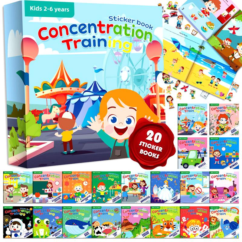 Set di Libri di Adesivi 10/20 pezzi Scena Multipla Gioco Puzzle Fai da Te Giocattoli Montessori per Bambini Apprendimento Educativo Giocattoli Classici per Bambini