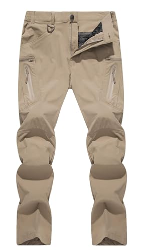 

TACVASEN Men s Lightweight Cargo Pants for Spring and Summer, Chino Pants, Solid Color, Water-Repellent, Fishing, Workwear, Trekking, Khaki, Size 3XL