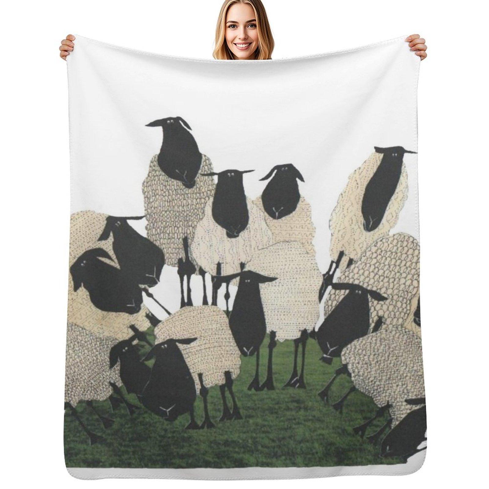 Exquisite Fashion Items Unisex White Sheep On The Hill Throw Blanket Warm Flannel Blanket For Couch Chair Bedroom