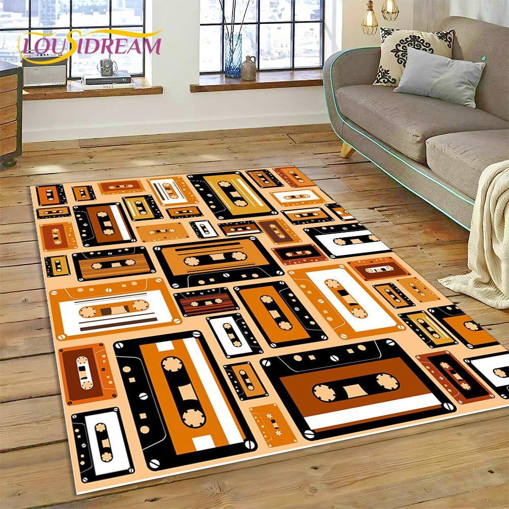 Retro Music Cassette Tape Retro Recorder CD Instrument Carpet Rug for Bedroom Living Room Home Sofa Decoration Decor Floor Mat