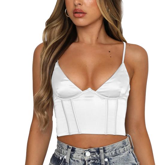 HEYIHE Drawstring deep V-Neck Open Back Slim Y-Strap Vest Female HEYIHE Drawstring deep V-Neck Open Back Slim Y-Strap Vest Female