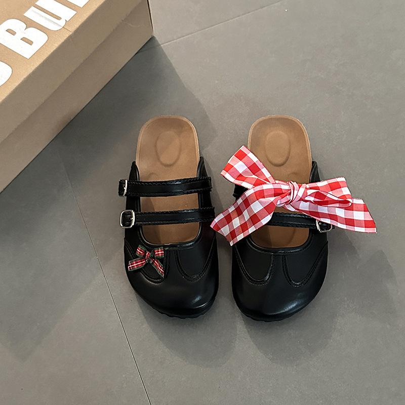 Bow flat-bottomed bag head slippers fashionable versatile ribbon women s new summer wear casual slippers 35 4986₽