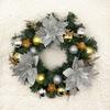 Red Flower Christmas Wreath Realistic Design Faux Greenery Wreath Xmas Artificial Garland  Holiday