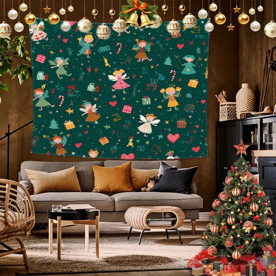 Weihnachtsmuster Wandteppich Hintergrundtuch Hängendes Tuch Schlafzimmer Nachttisch Dekoration Wandtuch Mietwohnheim Wandteppich