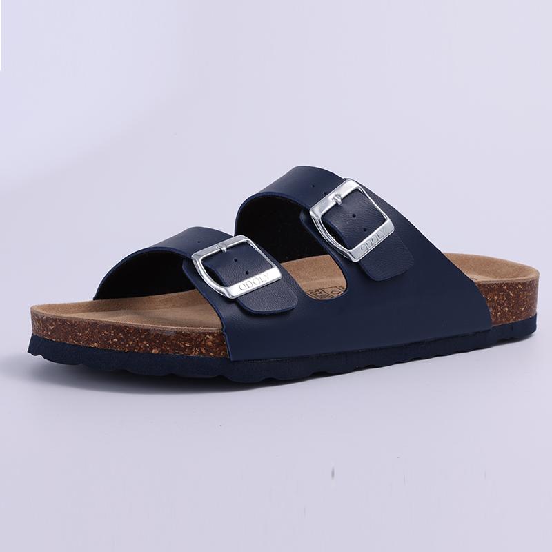 Fashion Kidmi New Men Slippers Cork Footbed Slide Sandals Outdoor Soft Beach Sandals Summer Vacation Nonslip Sandals With Double Buckle
