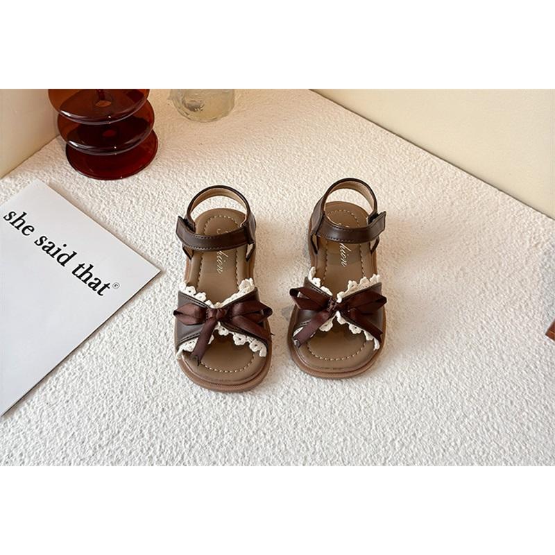 Kinder Sandalen Mädchen Sommer Flache Prinzessin Schuhe Mit Schleife Spitzenbesatz Bequemes Lässiges Design Für Kinder Frühling Und Sommer Mode Schuhe