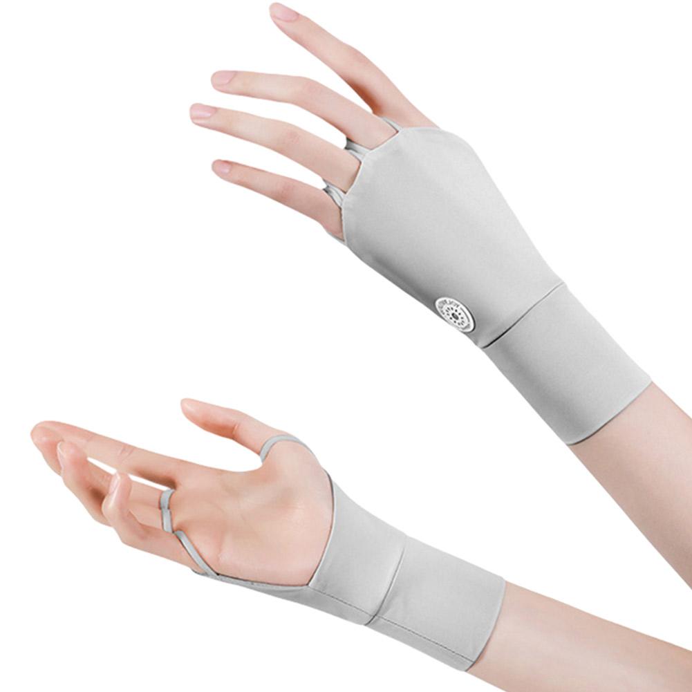 Women Sun Protector Gloves Cool Breathable Sun UV Protector Golf Glove Ice Silk Hollow Palm Elastic for Outdoor Practice
