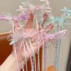 Mädchen Haarnadel Schmetterlinge Langes Band Schleife Perlen Quaste Dekor Haarspange Kinder Erwachsene Haar Accessoires