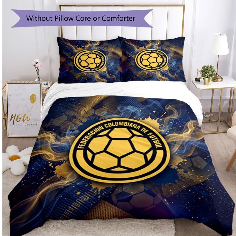 Colombia Football Printed Bedding 3 Piece Set Cozy Breathable Bed Cover Set As Housewarming Holiday Gift