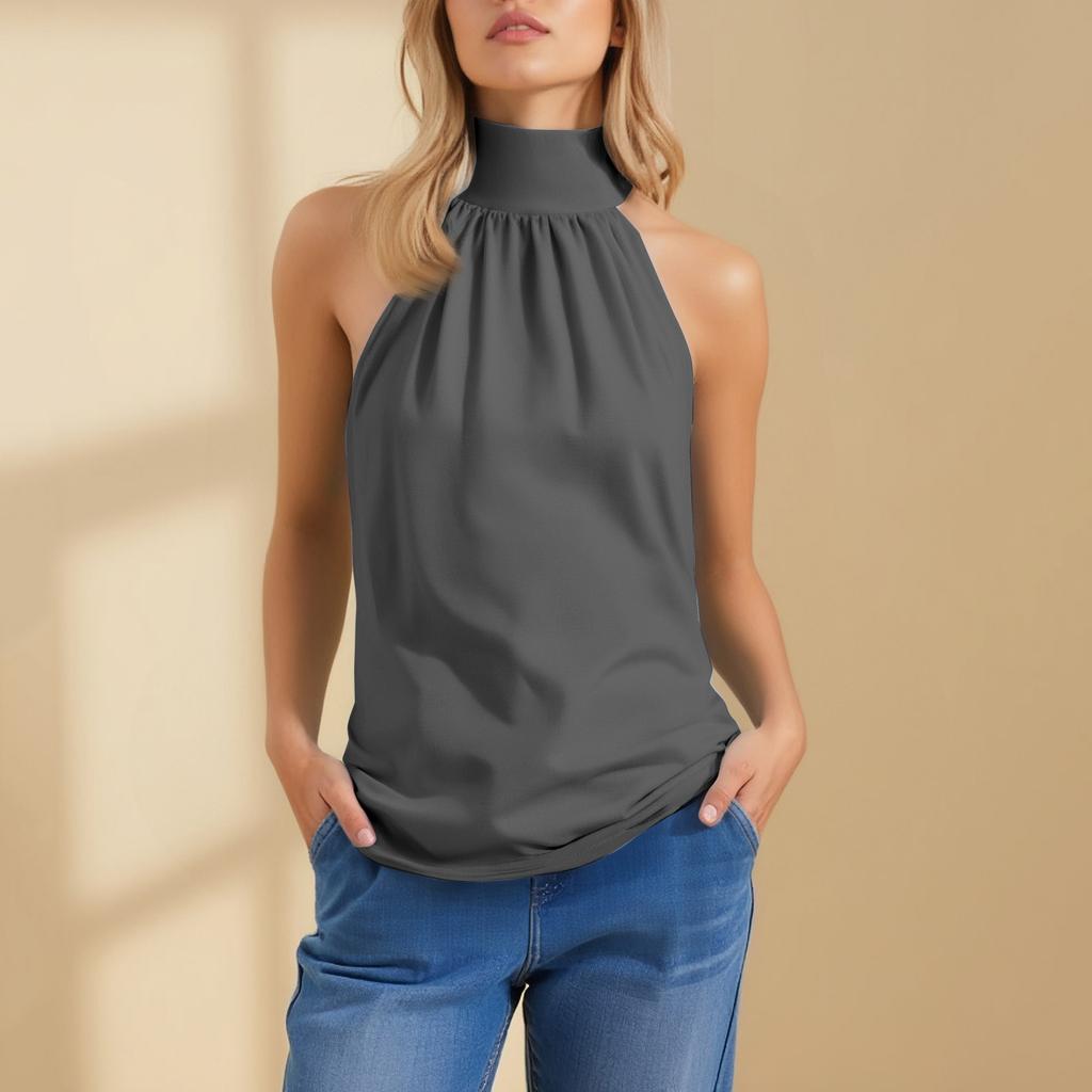 Modisches und lässiges ärmelloses einfarbiges sexy rückenfreies Top für Damen