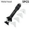 5In1 Silicone Scraper Caulk Tools Glass Glue Angle Scraper Stainless Steelhead Finisher Sealant Remover Scraper Grout Kit