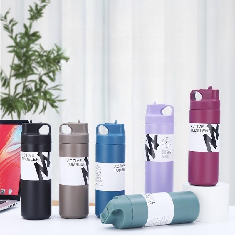 550ml Suction Nozzle Japanese Element Cup 304 Stainless Steel Vacuum Insulated Bottle Portable Straw Coffee Cup