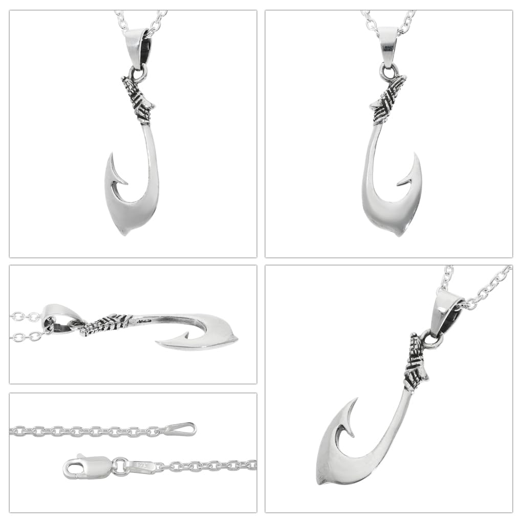 [Shinjuku Gin No Kura] Fish Hook Pendant Top (No Chain) Charm for Men, 925 Sterling Silver, Marine, Sea, Refreshing, Amulet, Sailor, Fisherman