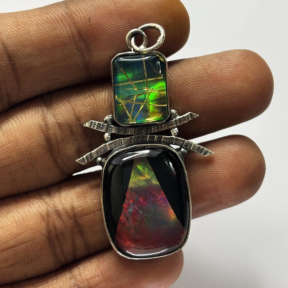47 Ct Natural Opal Emerald-Cushion Cut Certified 925 Sterling Silver Pendant