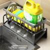 Kitchen Sink Organizer Sponge Holder Dish Cloth Drying Rack with Slanted Drain Tray for Countertop Storage