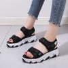 Damen Plateausandalen im Dad-Stil, Verstellbares Klettverschluss-Design, Hohe Plateau-Sohle für Strand und Freizeit