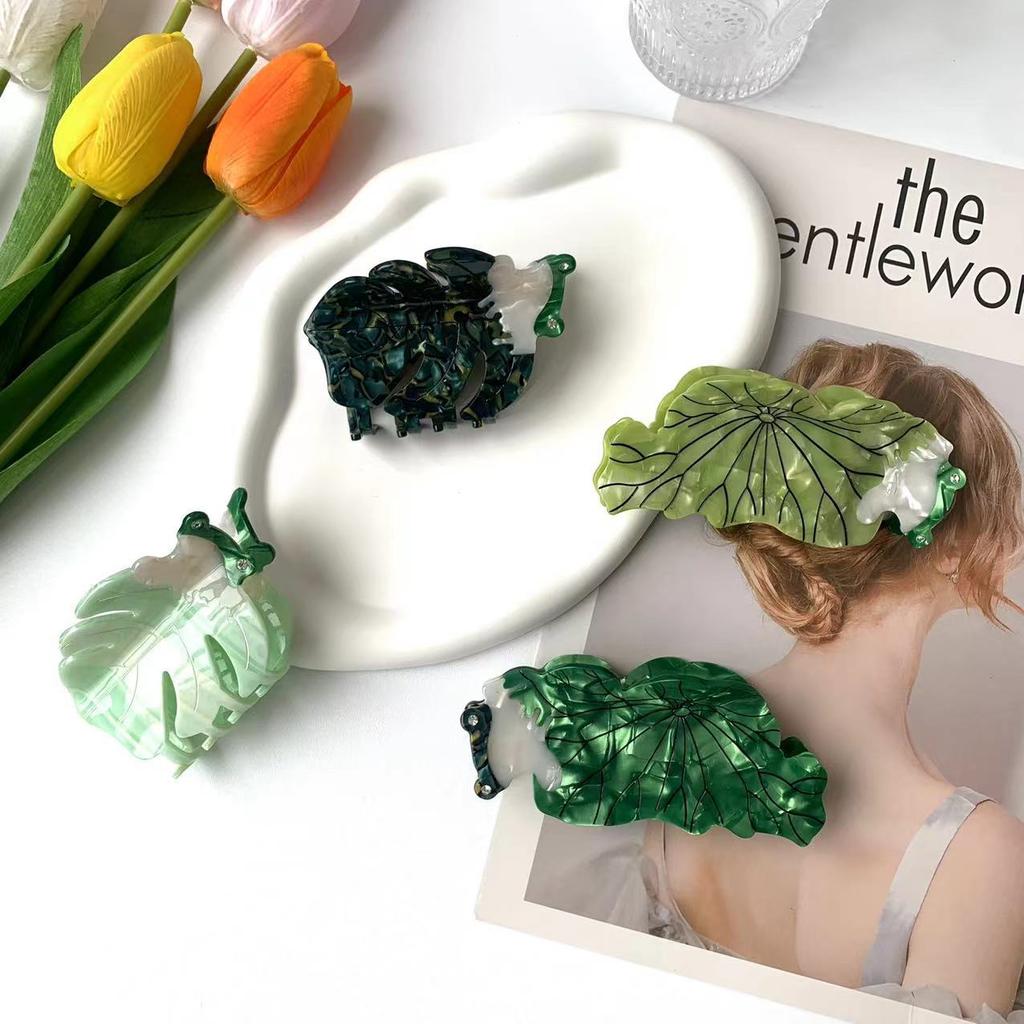 1pc New Lotus Leaf Frog Grip Clip Fashion Cartoon Ginkgo Leaf Hair Clip Animal Shark Clip Hair Accessories