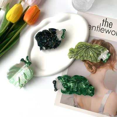 1pc New Lotus Leaf Frog Grip Clip Fashion Cartoon Ginkgo Leaf Hair Clip Animal Shark Clip Hair Accessories