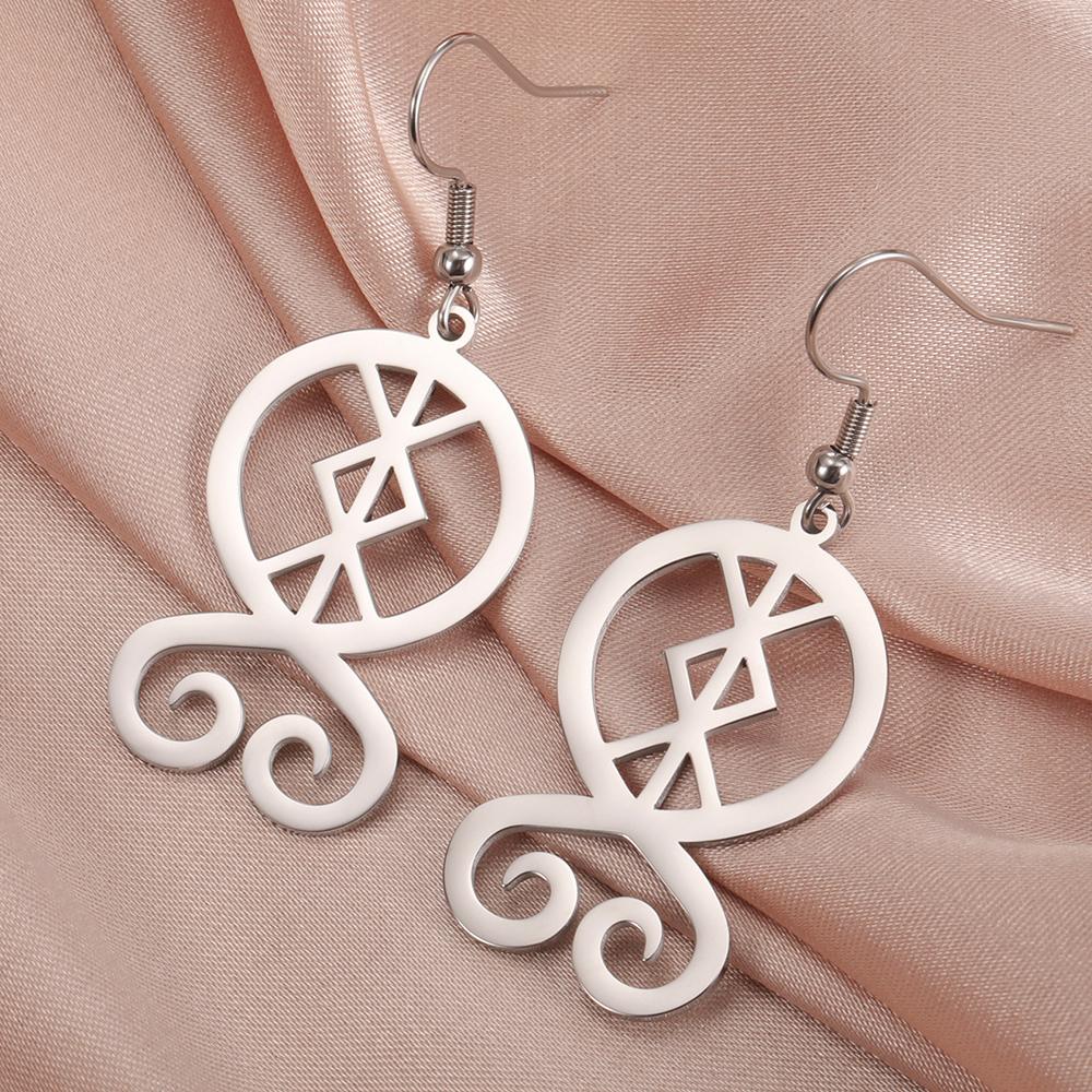 Dawapara Trollkors Troll Cross Dangle Earrings Scandinavian Protective Runes Norse Amulet Stainless Steel Jewelry