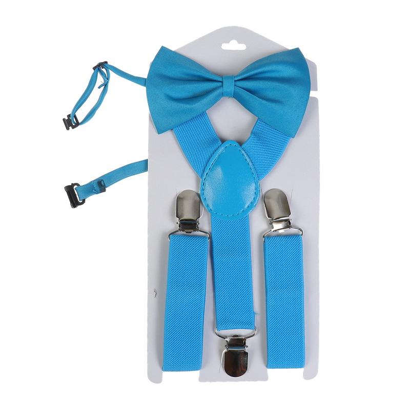 Kids Braces Bow Tie Set, 2.5cm Elastic Adjustable 60cm Y-Back Clip-on Suspenders, Formal Classic Pre-Tied Bowties for 1-9 Years Olds Boys Girls