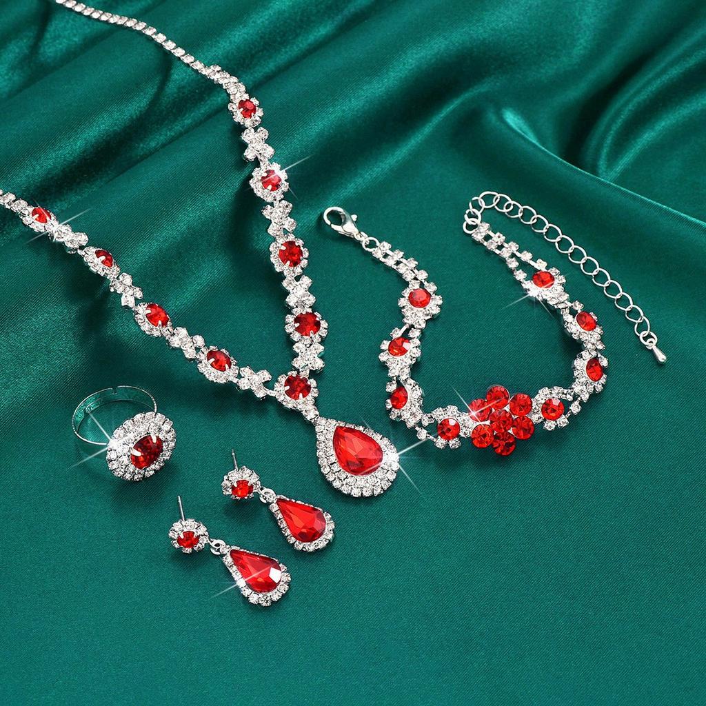 Jewelry Set Bracelet Earrings Necklace Ring Four-piece Set Versatile Temperament Light Luxury Premium